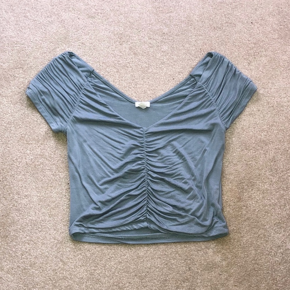 Garage scrunch off the shoulder crop top